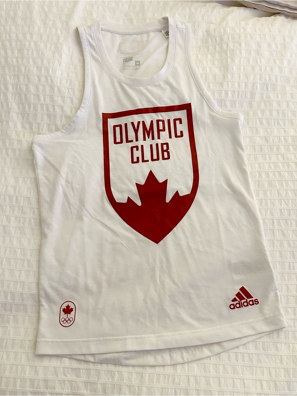 adidas White and Red Olympic Club Men’s Tank